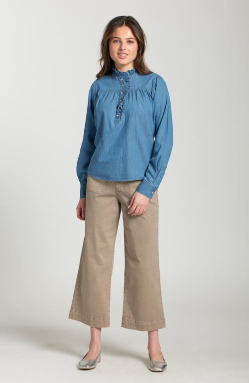 Apny Wide Leg Ankle Jeans In Brown