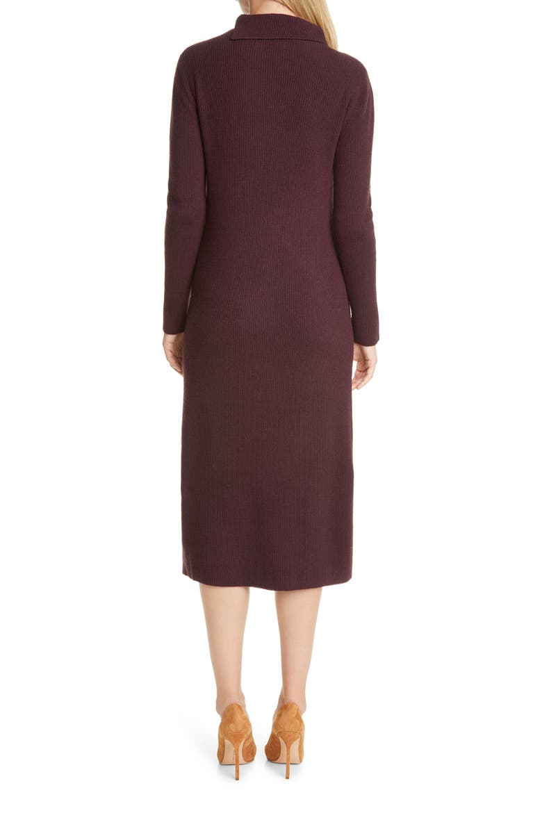 Long Sleeve Wool, Silk & Cashmere Sweater Dress, Alternate, color, WINE