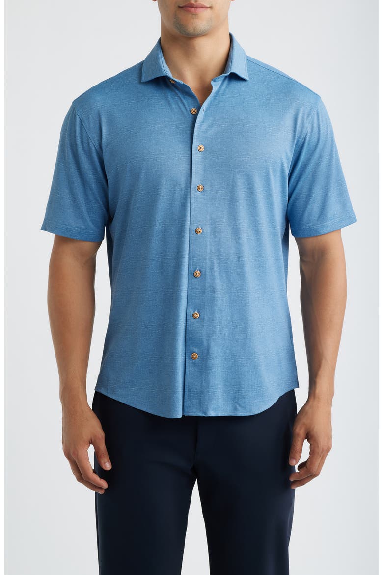 Breck Hangin’ Out Knit Short Sleeve Button-Up Shirt, Main, color, SOUND SIDE