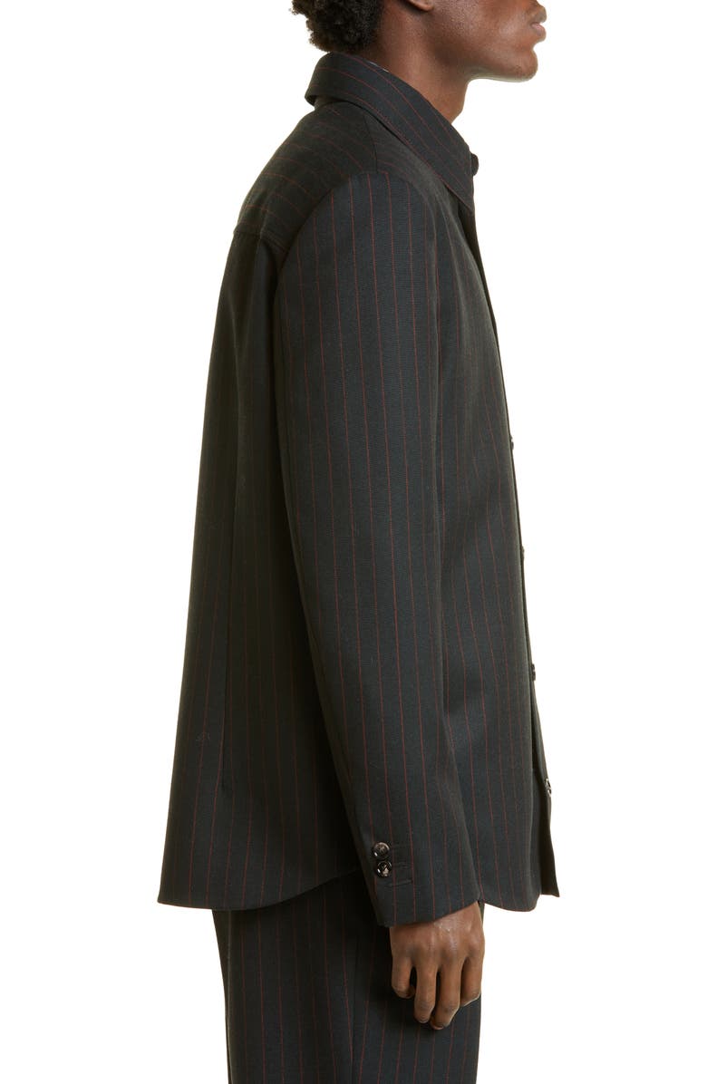 Bottega Veneta Pinstripe Wool Shirt Jacket, Alternate, color, 
