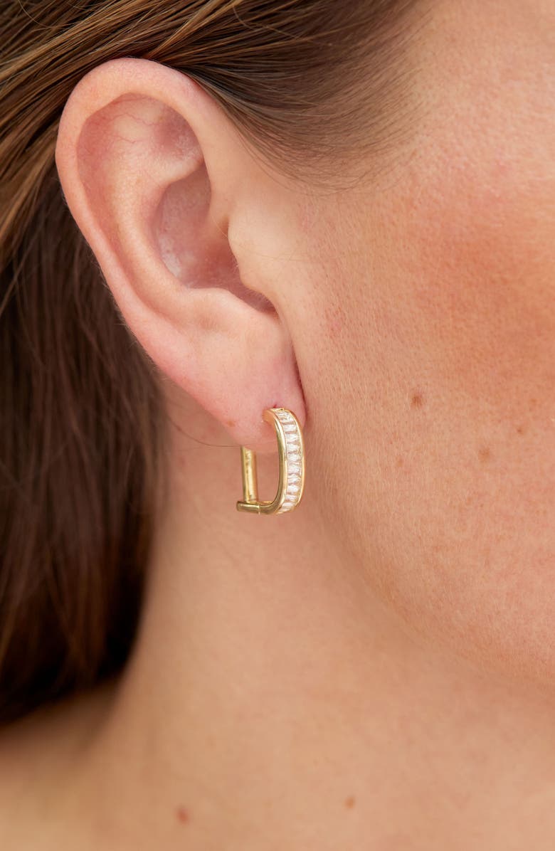 SAVVY CIE JEWELS Baguette Cubic Zirconia Half Hoop Earrings, Alternate, color, Gold