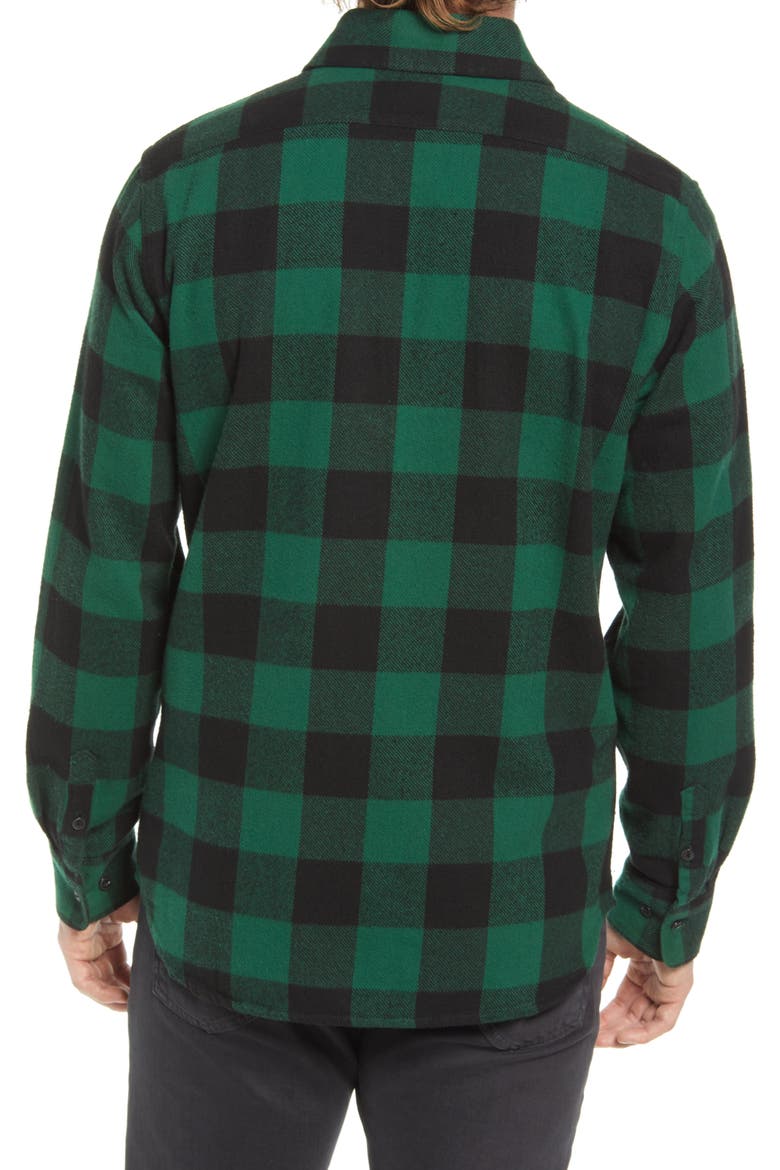 Buffalo Check Flannel Long Sleeve Button-Up Shirt, Alternate, color, GREEN