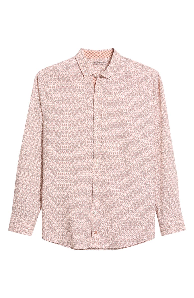 Johnston & Murphy XC+<sup>™</sup> Football Print Performance Button-Down Shirt, Alternate, color, Rust