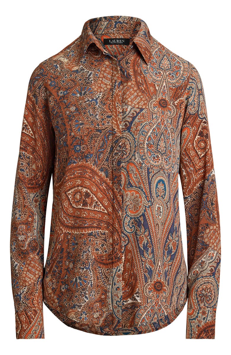 Lauren Ralph Lauren Paisley Crêpe de Chine Button-Up Shirt, Alternate, color, Cream Multi