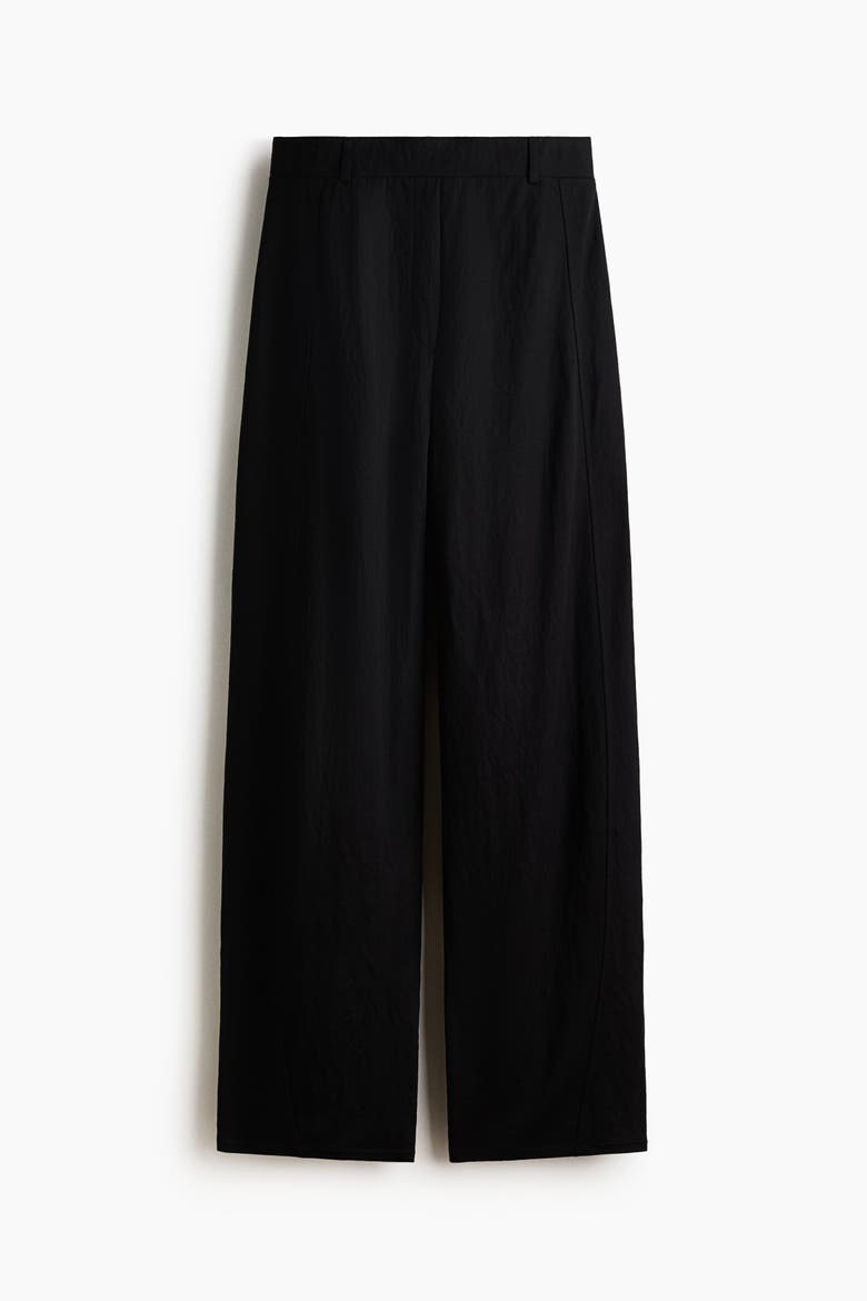 Viscose-blend Barrel-leg Pants, Alternate, color, Black
