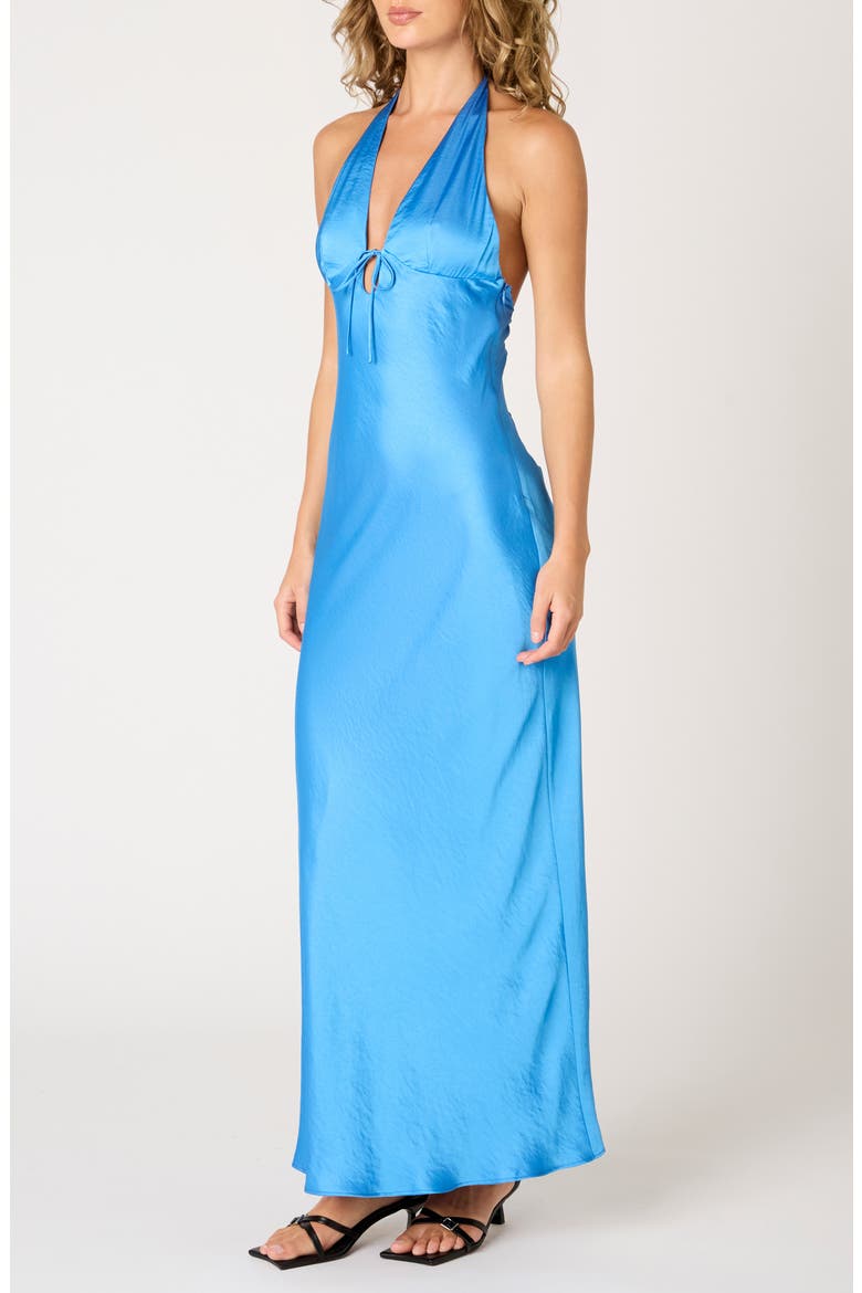 Otis Halter Satin Maxi Dress, Alternate, color, COBALT
