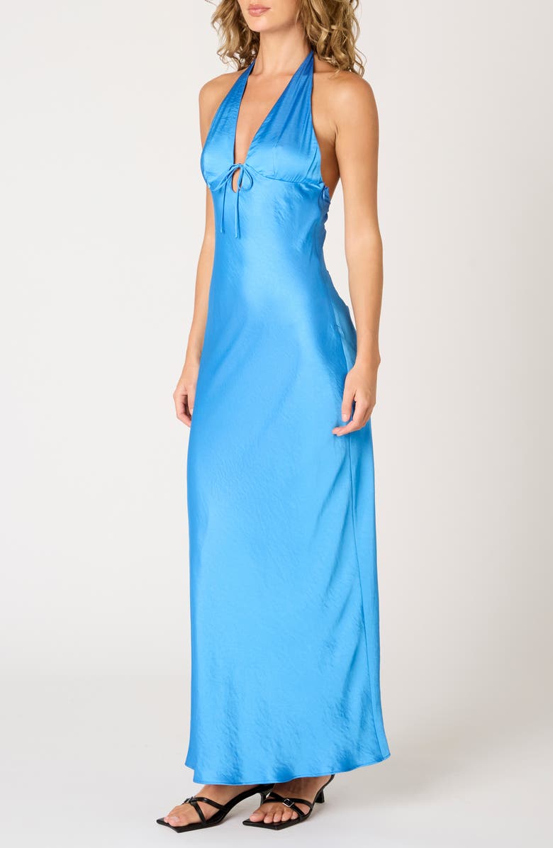 Nia Otis Halter Satin Maxi Dress, Alternate, color, Cobalt