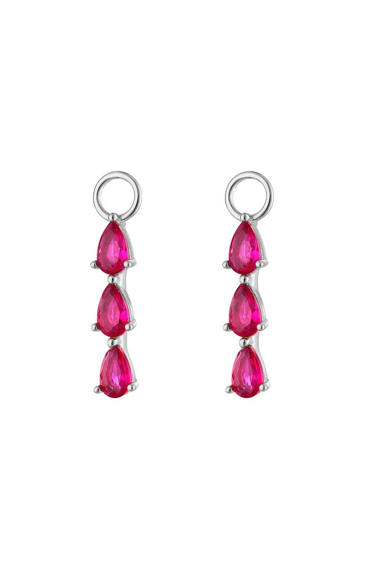 Triple Pavé Silver Earring Charm, Main, color, Pink