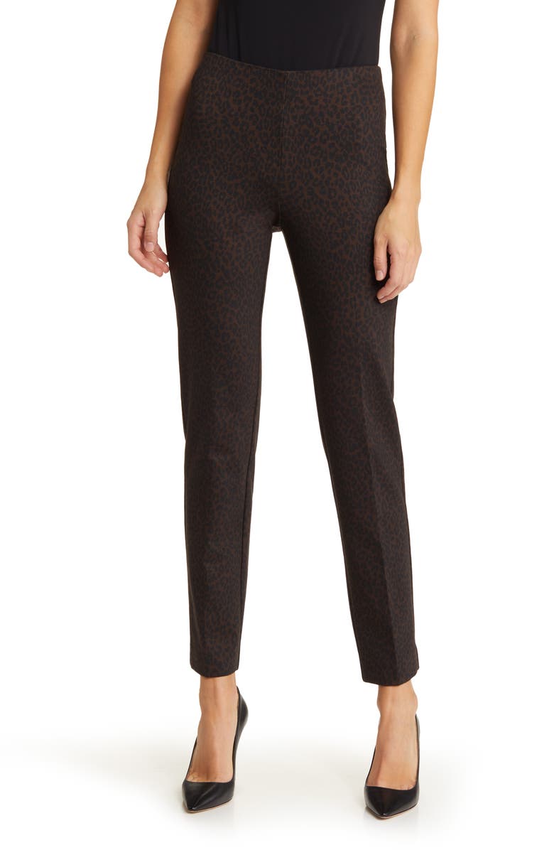Anne Klein Leopard Print Pull-On Pants, Main, color, 