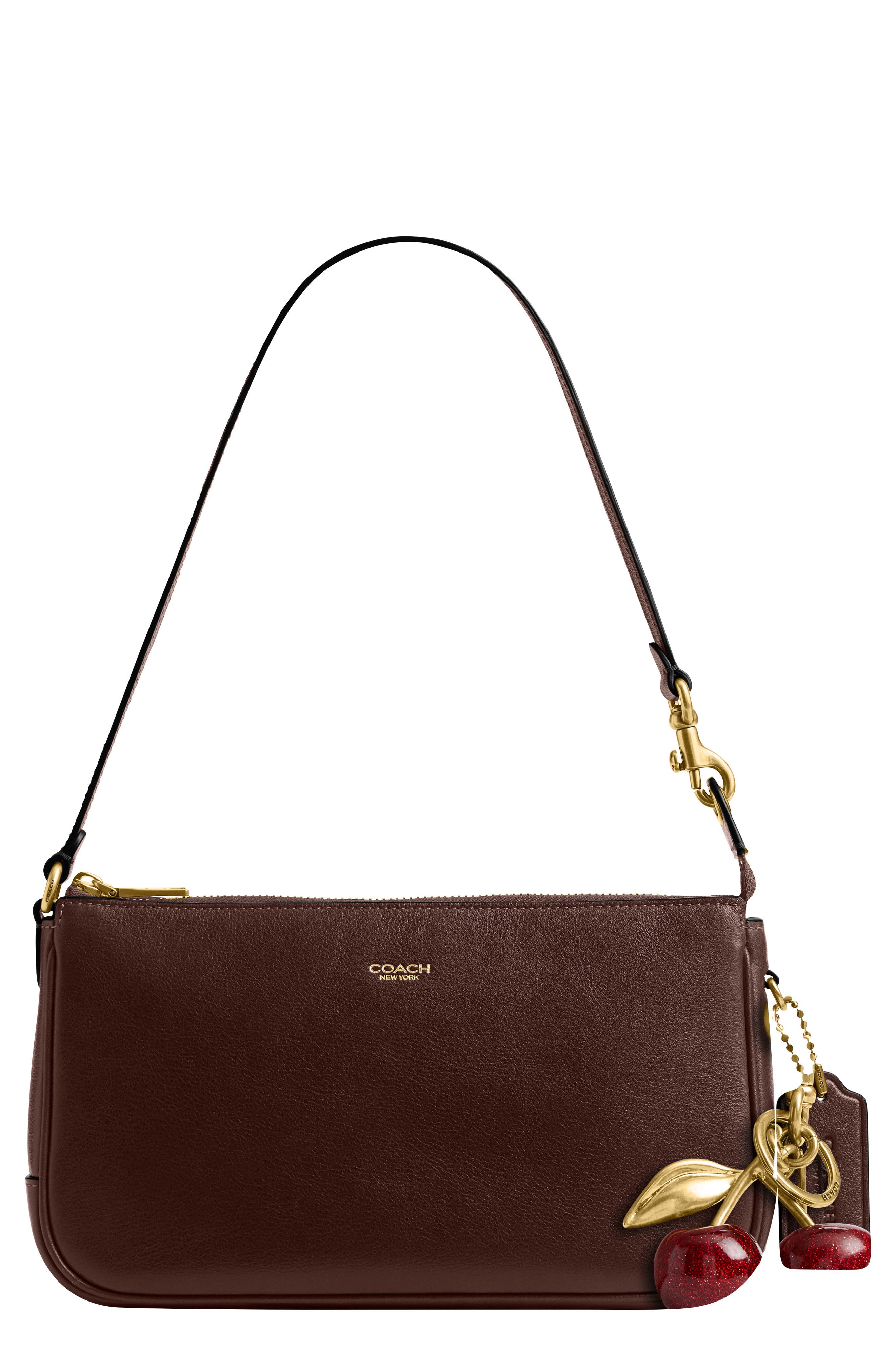 COACH Plaza Natural Grain Leather Shoulder Bag, Main, color, Maple