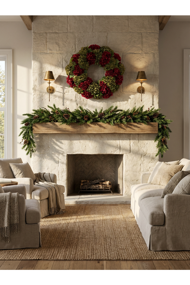 Elodie Holiday Wreath, Alternate, color, Red