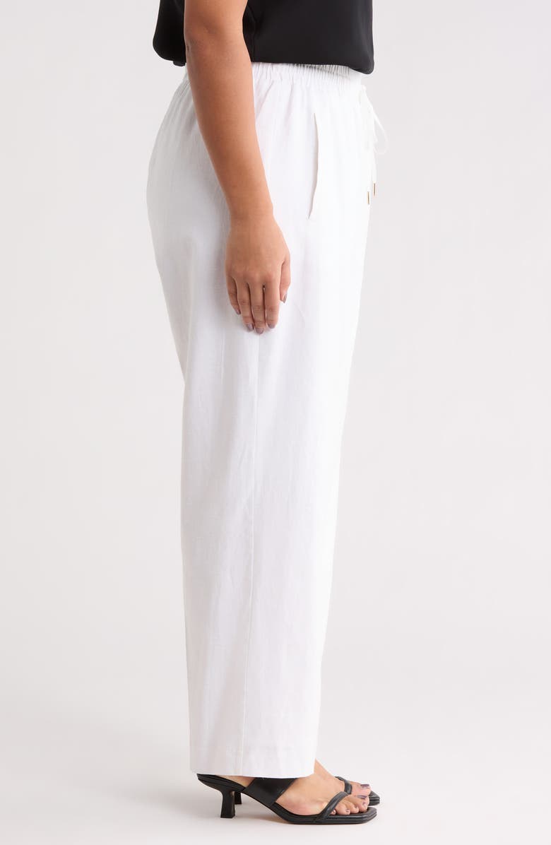 Jones New York Tie Waist Linen Blend Pants, Alternate, color, Natural White