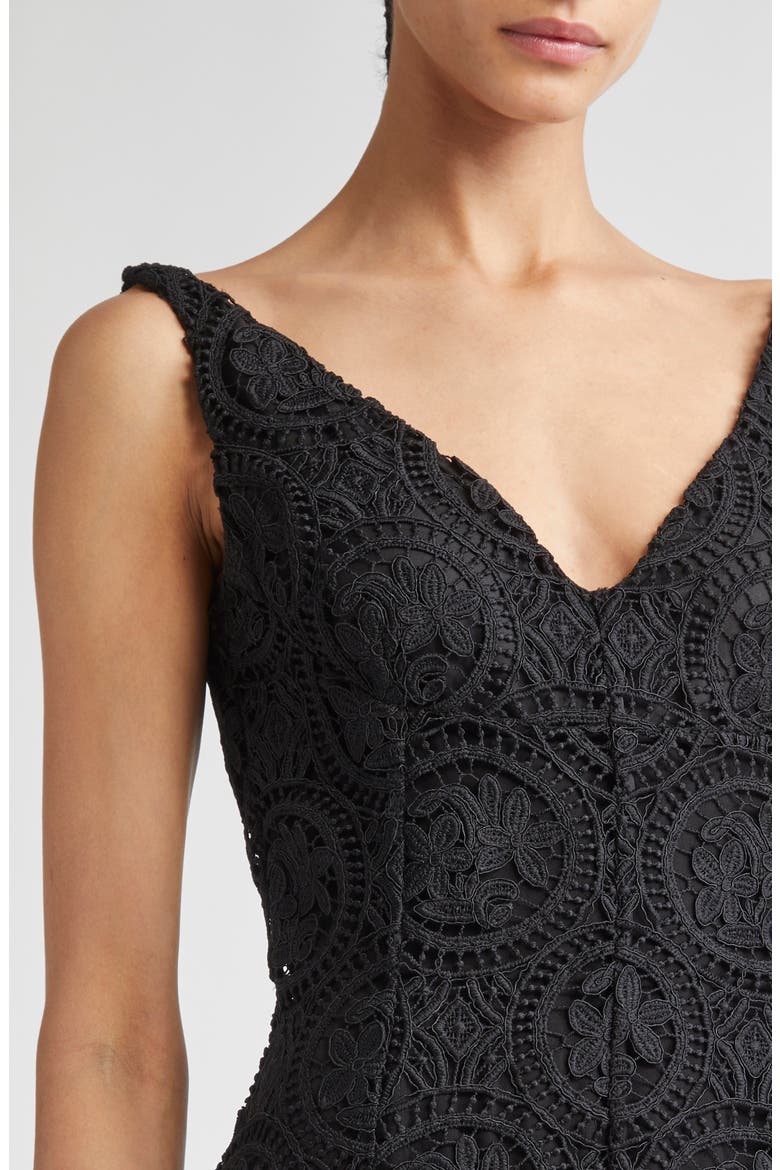 Geneve Guipure Lace Fit & Flare Dress, Alternate, color, BLACK