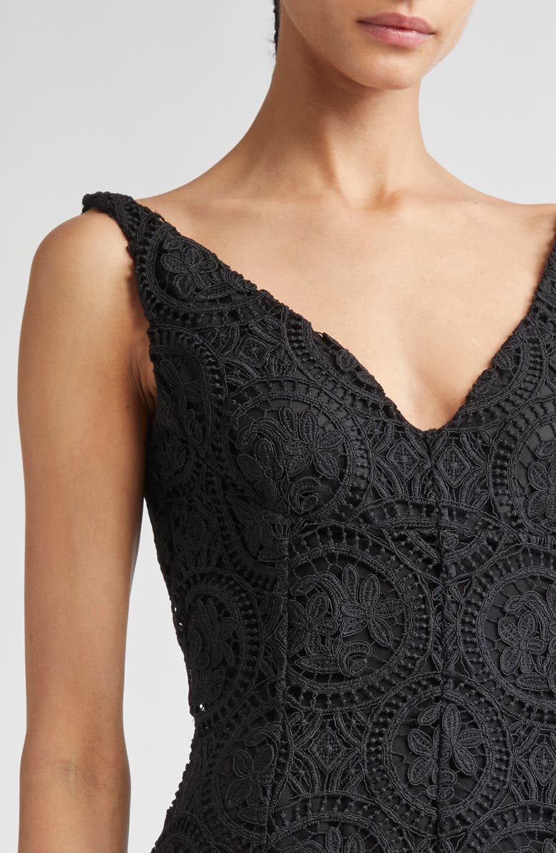 Emilia Wickstead Geneve Guipure Lace Fit & Flare Dress, Alternate, color, Black