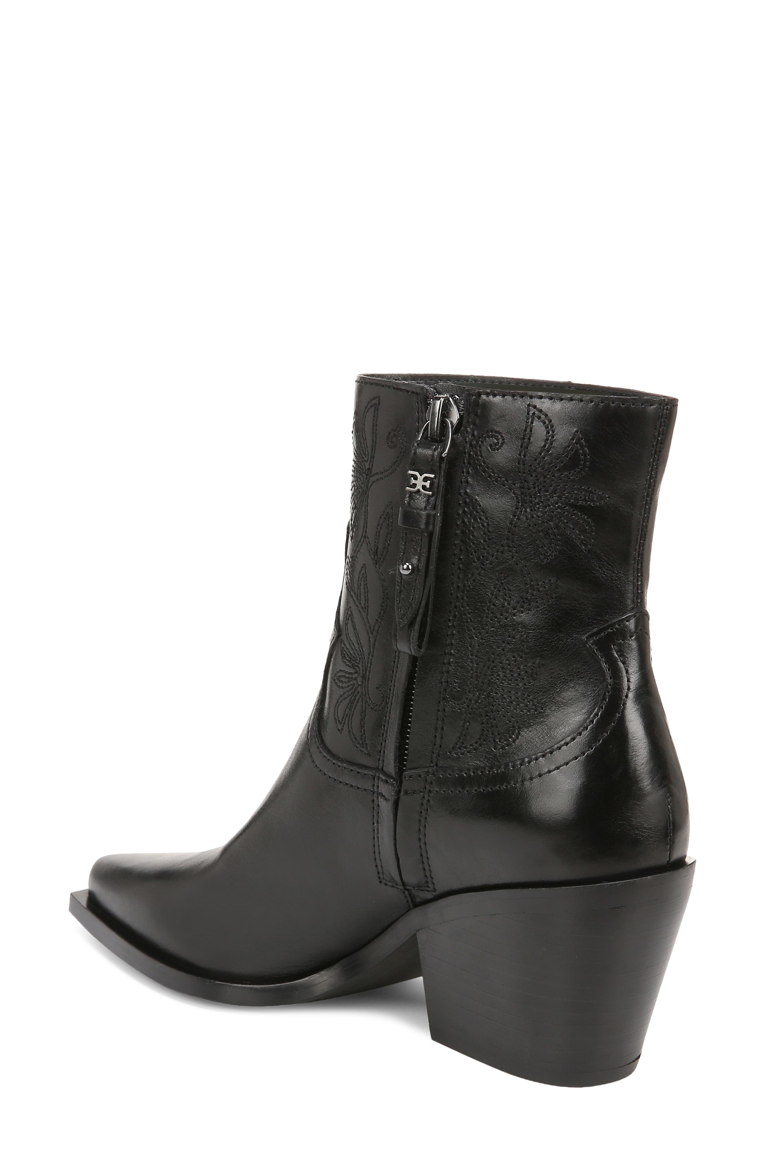 Wilda Pointed Toe Western Boot, Alternate, color, BLACK