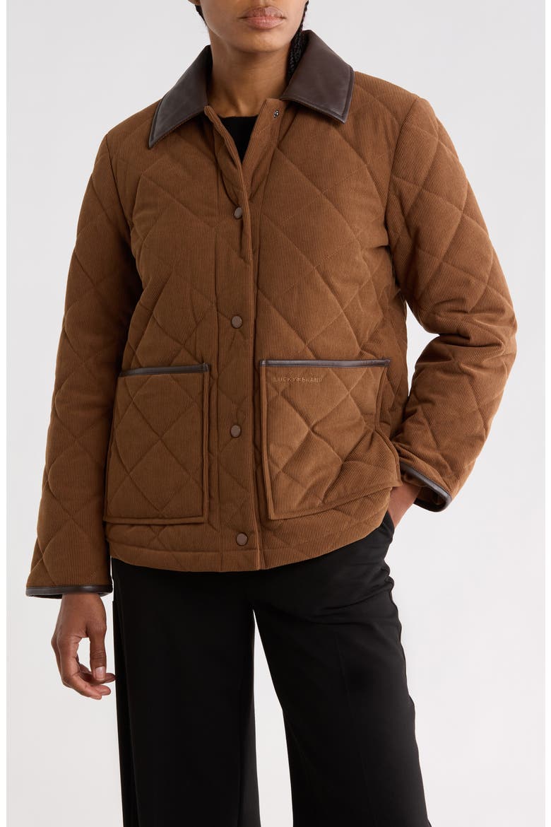 Quilted Corduroy Jacket, Main, color, BROWN CORDUROY