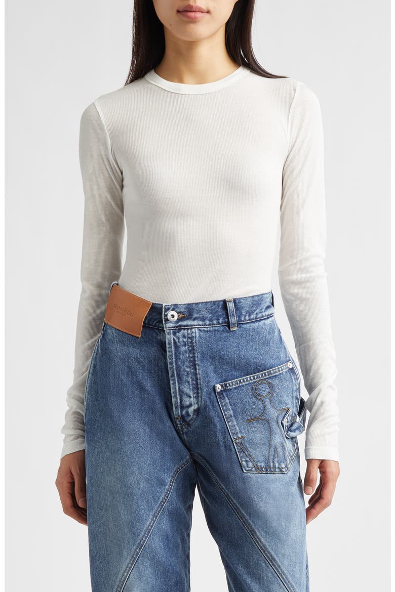 Long Sleeve Crewneck Top, Main, color, OFF WHITE