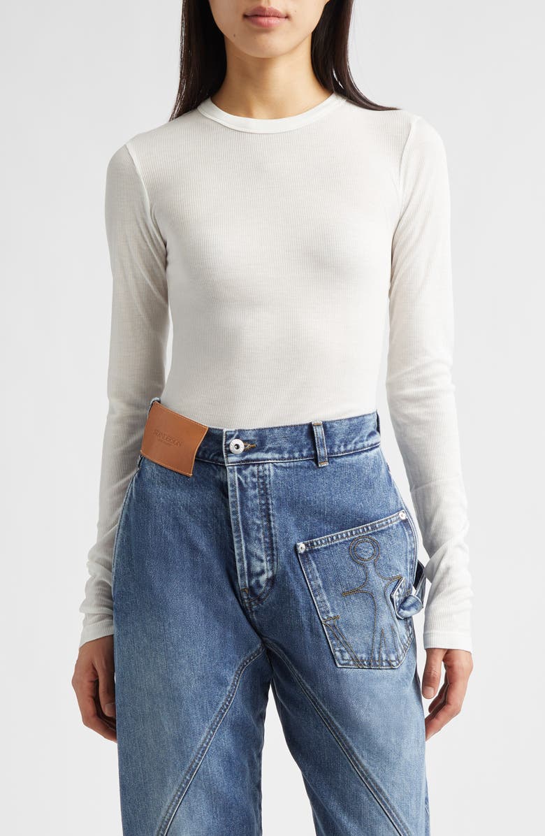 JW Anderson Long Sleeve Crewneck Top, Main, color, Off White