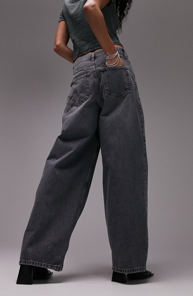 Topshop Low Slung Wide Leg Boyfriend Jeans, Alternate, color,