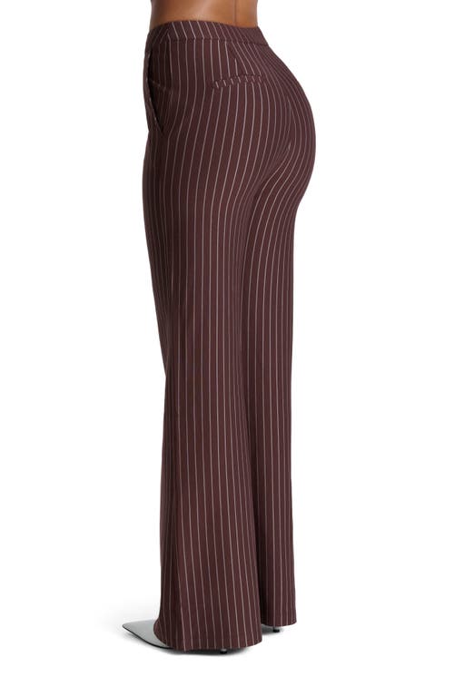 N By Naked Wardrobe Pinstripe Wide Leg Pants In Brown