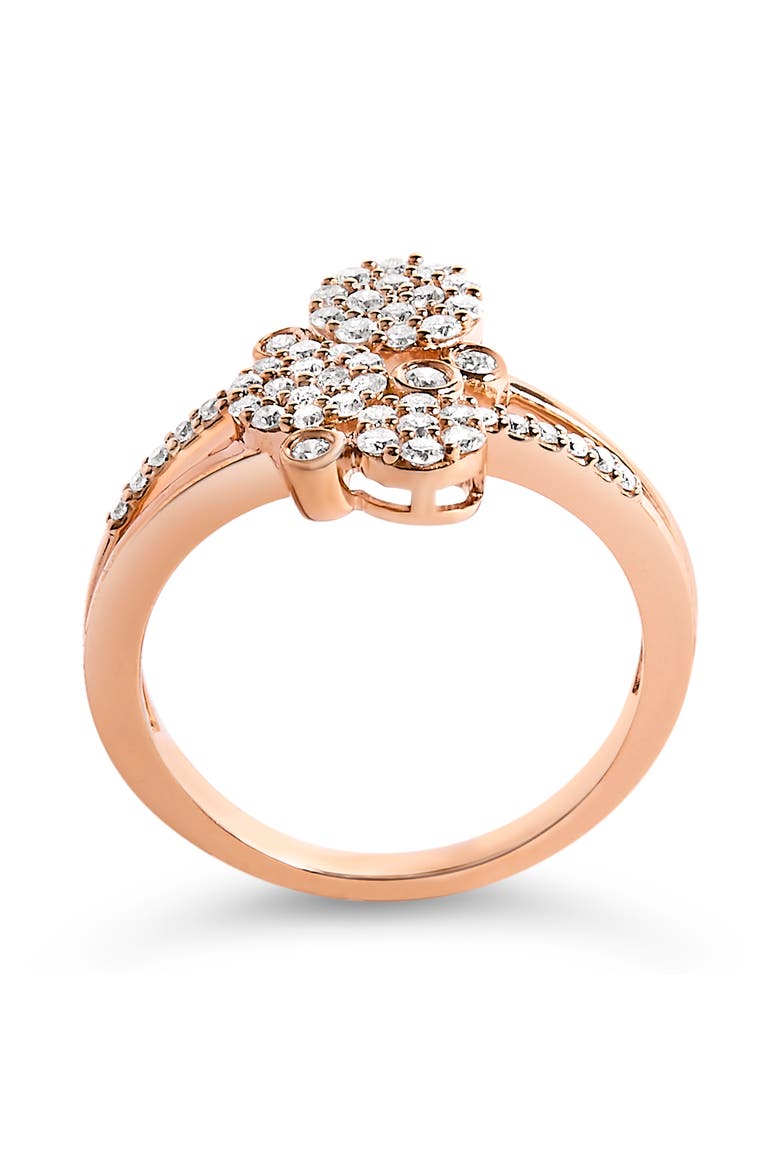 Silver 1/2 Cttw Diamond Scatter Composite Bypass Ring, Alternate, color, Rose