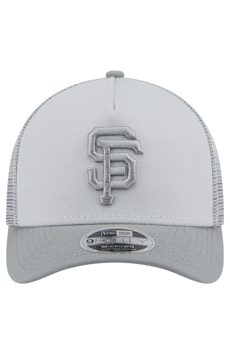 New Era Men's New Era Gray San Francisco Giants Color Pack A-Frame 9FORTY Trucker Adjustable Hat, Alternate, color,