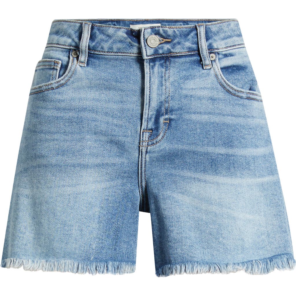 Hidden Jeans Frayed Hem Boyfriend Denim Shorts In Blue