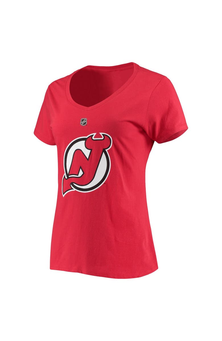FANATICS Women's Fanatics Branded P.K. Subban Red New Jersey Devils Team Authentic Stack Name & Number V-Neck T-Shirt, Alternate, color, 