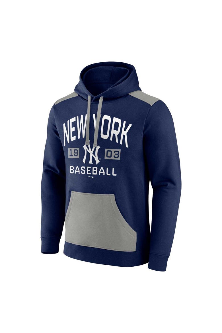 Men's Fanatics Branded Navy/Gray New York Yankees Chip In Team Pullover Hoodie, Alternate, color, Navy
