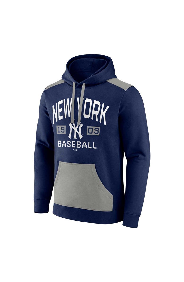 FANATICS Men's Fanatics Branded Navy/Gray New York Yankees Chip In Team Pullover Hoodie, Alternate, color, 