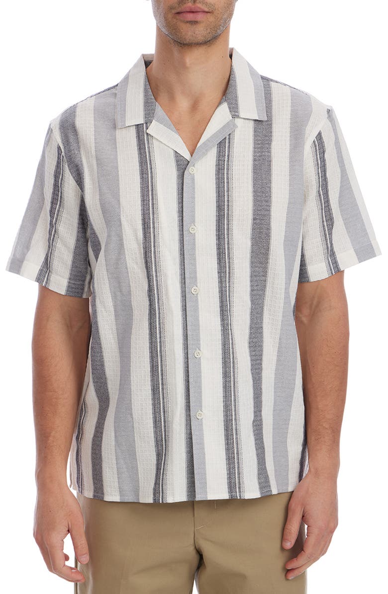 PX Textured Camp Shirt, Main, color, Navy