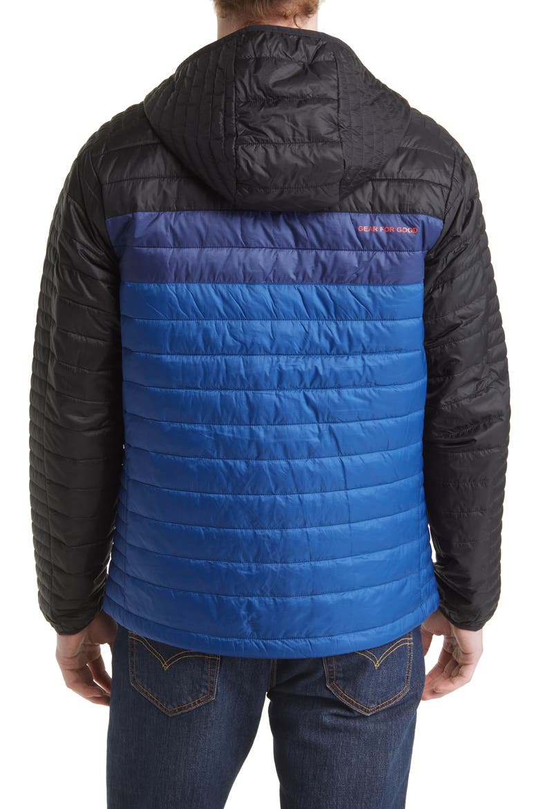 Capa Hooded Puffer Jacket, Alternate, color, BLACK AND PACIFIC