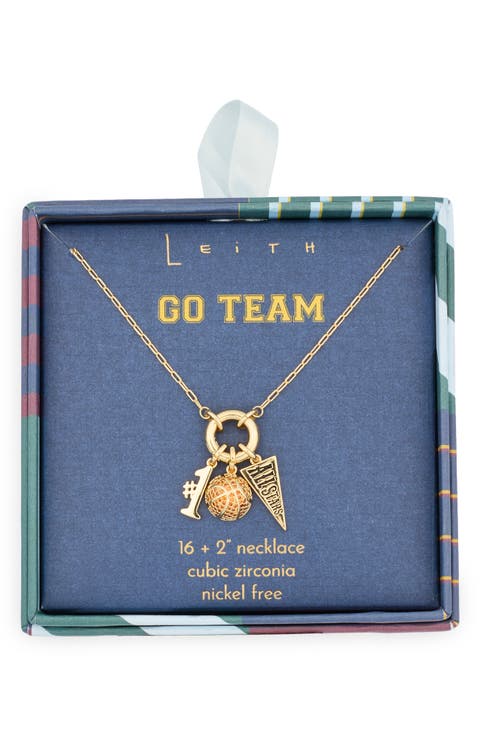 Cubic Zirconia Allstar Basketball Charm Necklace