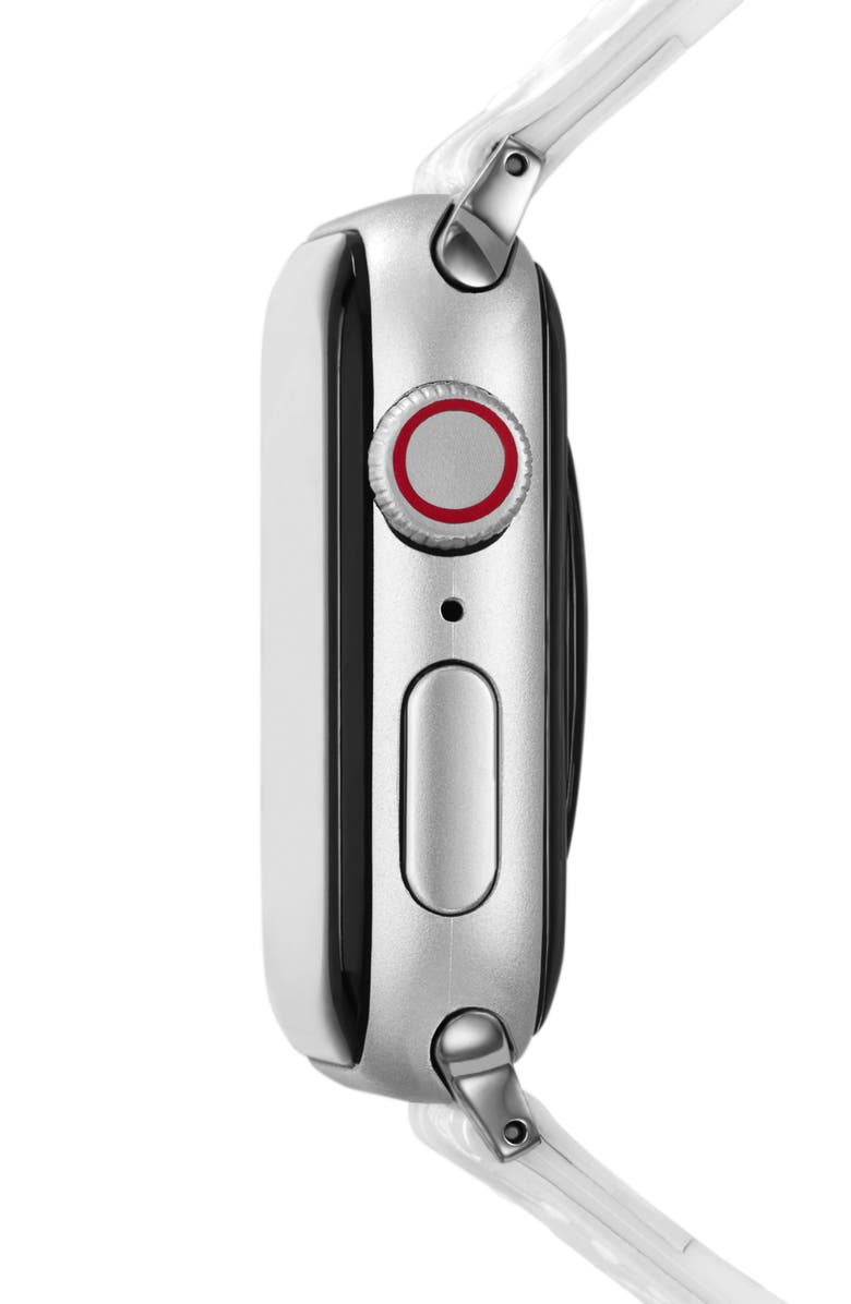 MICHELE Croc Embossed Patent Leather 20mm Apple Watch<sup>®</sup> Watchband, Alternate, color, White