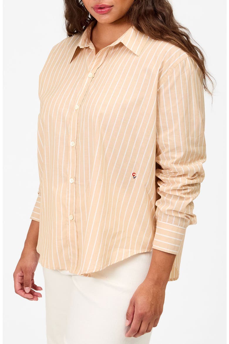 Suzette Cotton & Silk Blend Button-Up Shirt, Alternate, color, SAND/ CREAM