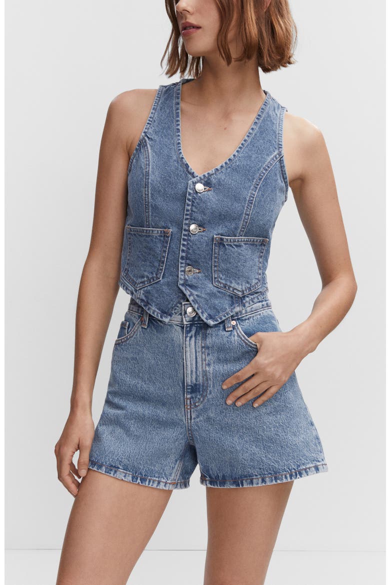 High Waist Denim Shorts, Alternate, color, MEDIUM BLUE