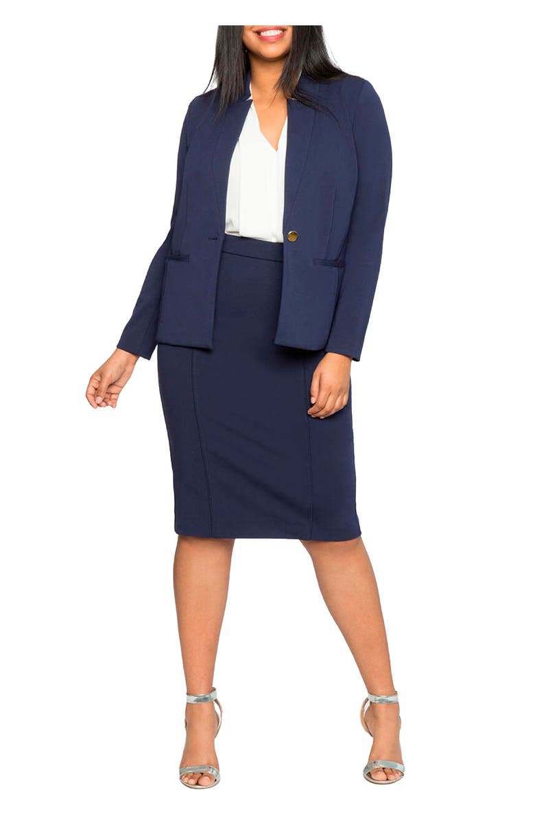 ELOQUII The Ultimate Stretch Pencil Skirt, Main, color, Maritime Blue