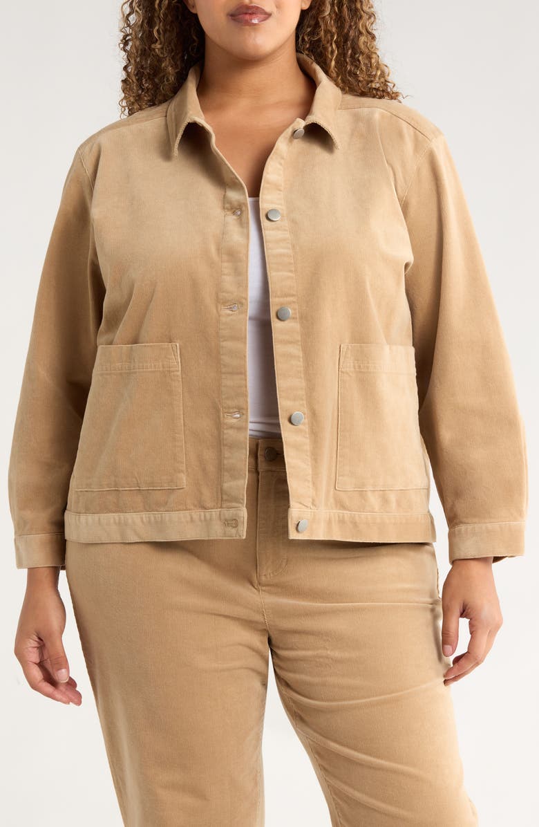 Eileen Fisher Classic Collar Corduroy Jacket, Main, color, Biscuit