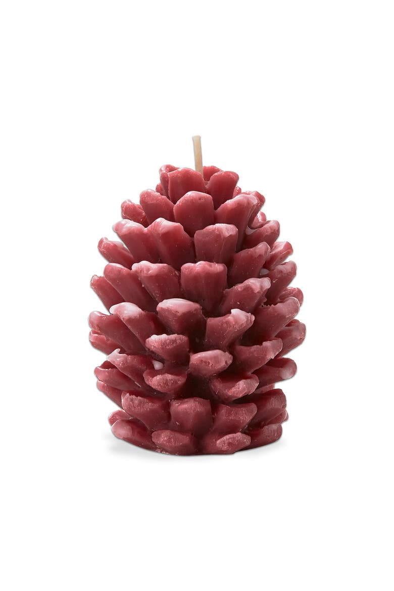 Frosted Pine Cone Terracotta Candle Sculpted Design, Main, color, Orange