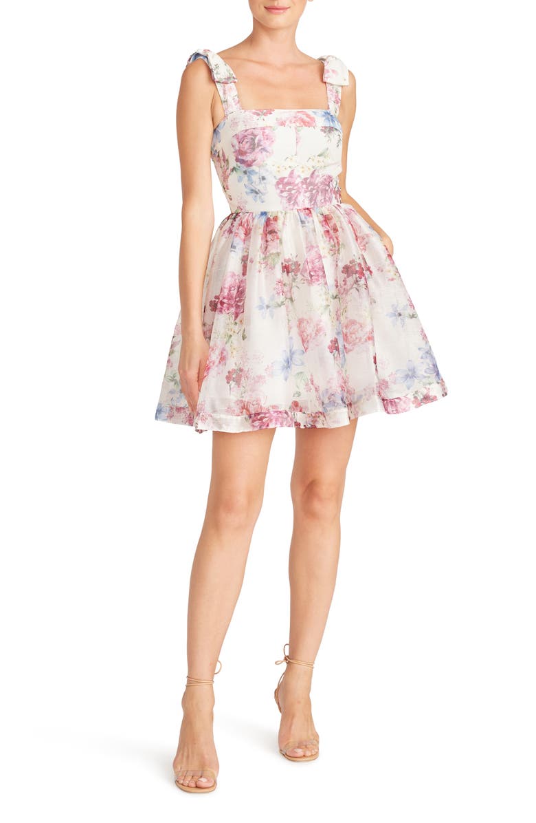 ML Monique Lhuillier Floral Lace Fit & Flare Minidress, Main, color, 