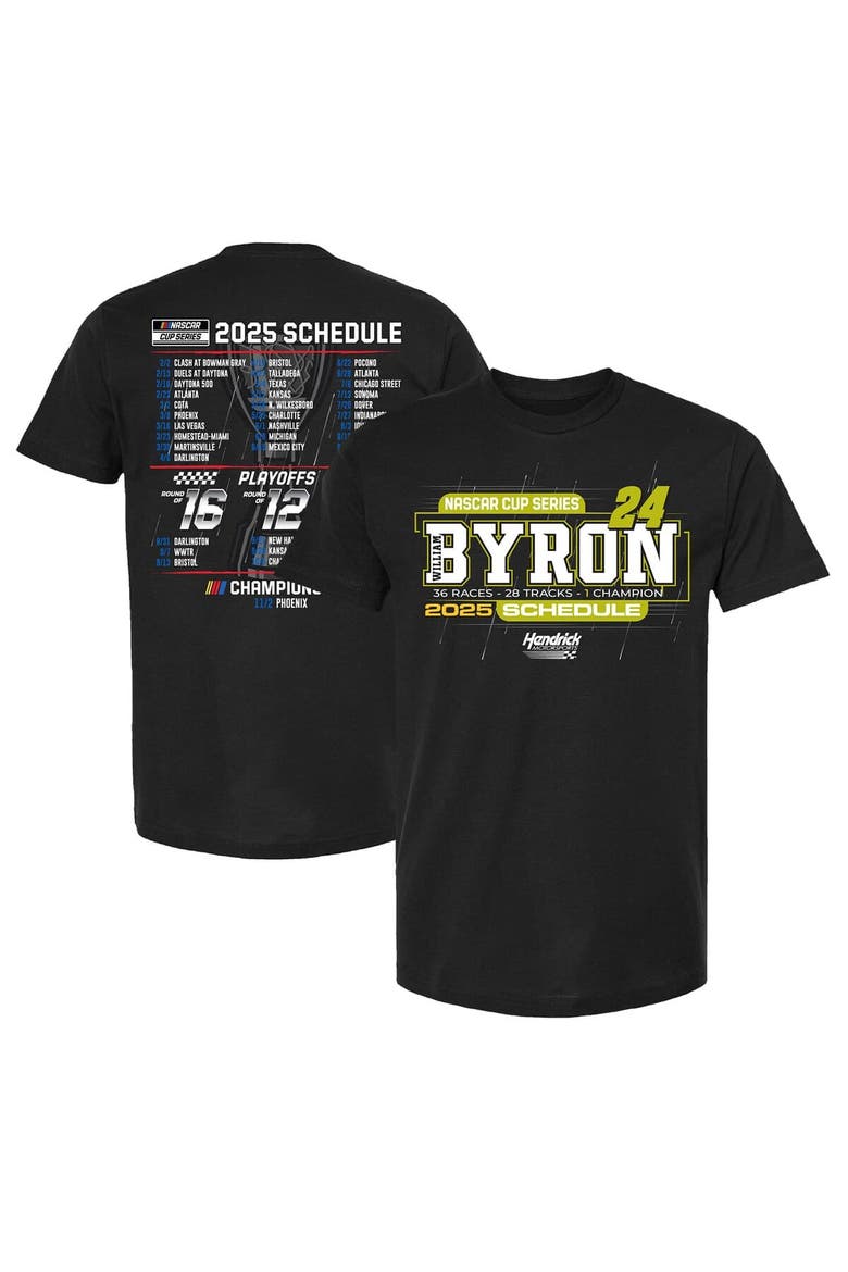 Men's Hendrick Motorsports Team Collection Black William Byron 2025 NASCAR Cup Series Schedule T-Shirt, Main, color, Black