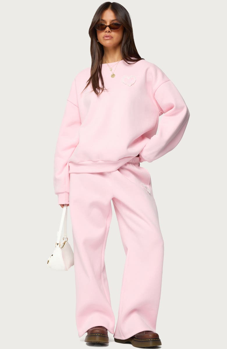 EDIKTED Love Edikted Wide Leg Sweatpants, Alternate, color, Light-Pink