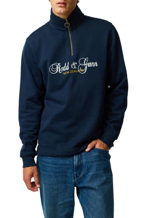 Jubilee Embroidered Logo Cotton French Terry Quarter Zip Pullover