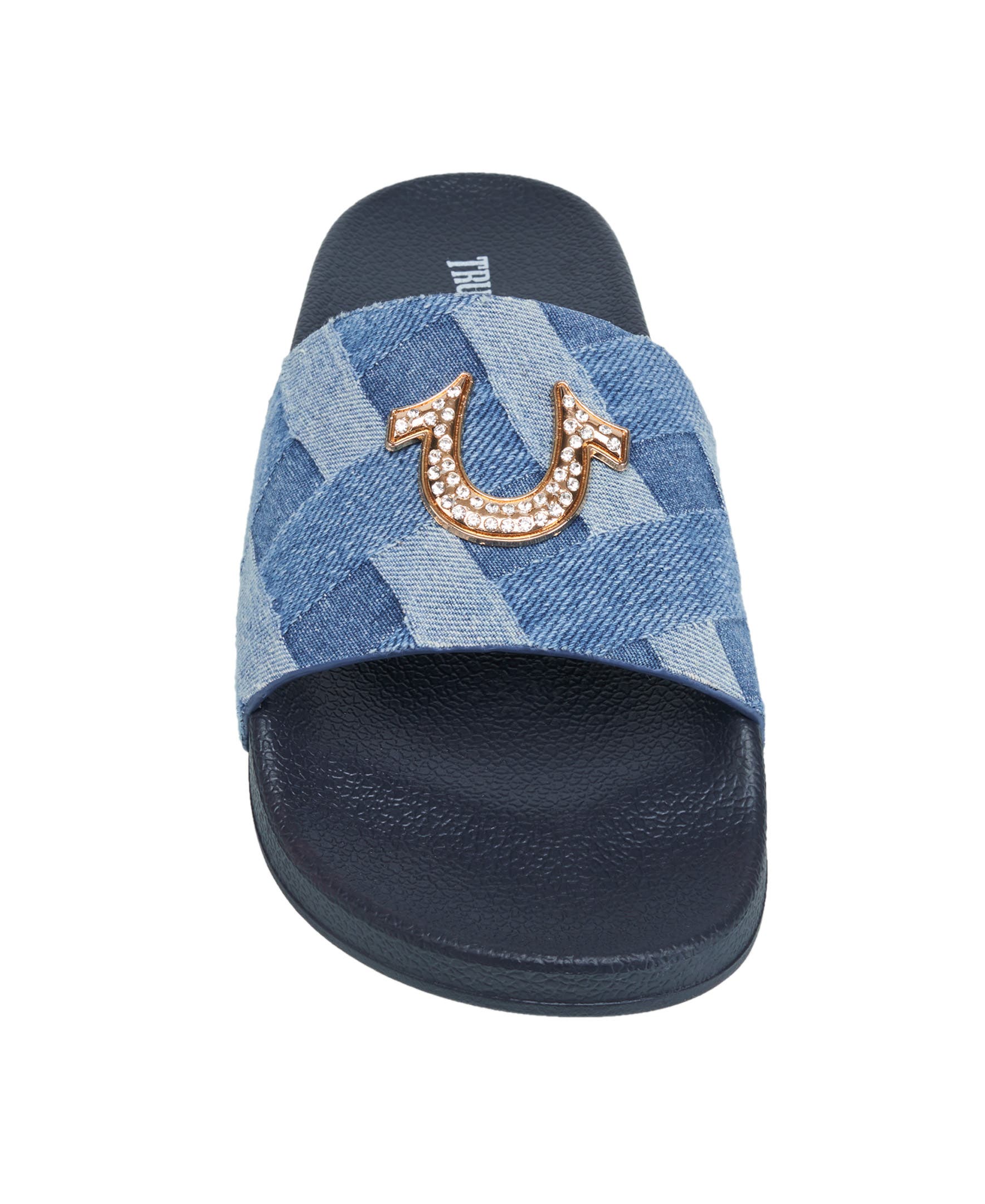 True Religion Spice Pool Slide, Alternate, color, Denim