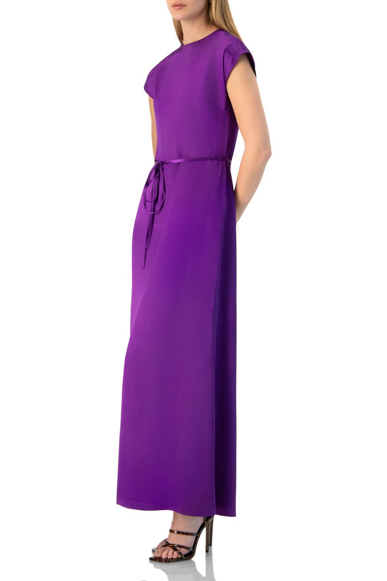 Sleeveless Satin Long Dress, Alternate, color, Purple