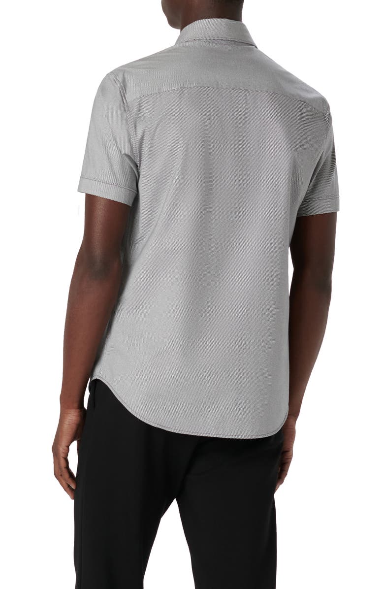 Bugatchi Miles OoohCotton<sup>®</sup> Pinstripe Short Sleeve Button-Up Shirt, Alternate, color,