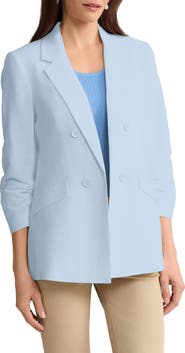 Jones New York Scrunch Sleeve Faux Double Breasted Linen Jacket