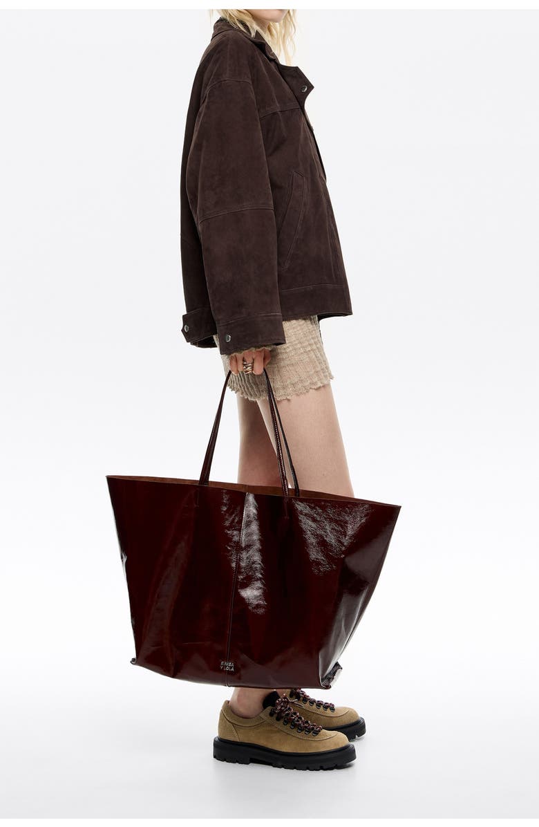 Bimba y Lola Leather Maxi Shopper Bag, Alternate, color, Chestnut