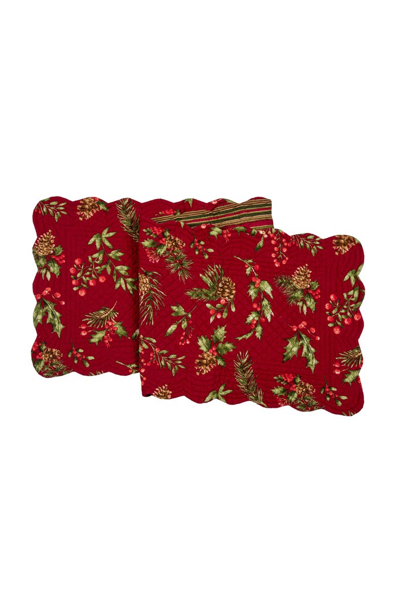 Maureen Floral Reversible Quilted Runner 14" x 51", Main, color, Red