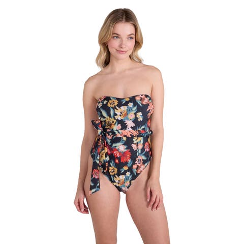 Belted Bandeau One Piece Bathing Suit